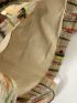 Striped Pattern Patch Detail Shopper Bag