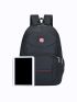 Men Letter Patch Laptop Backpack