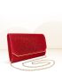 Glitter Pleated Detail Flap Envelope Bag