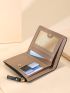Letter Detail Small Wallet Animal Embroidered Snap Button Zipper Bifold