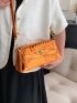 Crocodile Embossed Flap Square Bag