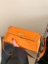 Crocodile Embossed Flap Square Bag