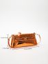 Metallic Baguette Bag Crocodile Embossed Crossbody Bag