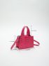 Mini Neon Pink Crocodile Embossed Square Bag