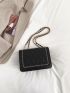 Quilted Design Crossbody Bag Chain Flap Square Bag For Work & Office