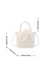 Mini Faux Pearl Decor Drawstring Design Satchel Bag