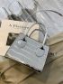 Mini Metallic Crocodile Embossed Square Bag