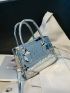 Mini Metallic Crocodile Embossed Square Bag