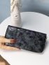 3D Flower Women Clutch Wallet Vintage PU Wallet Female Long Wallet Women Zipper Purse Strap Coin Purse Cell Phone Pocket