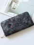 3D Flower Women Clutch Wallet Vintage PU Wallet Female Long Wallet Women Zipper Purse Strap Coin Purse Cell Phone Pocket