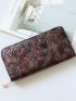 3D Flower Women Clutch Wallet Vintage PU Wallet Female Long Wallet Women Zipper Purse Strap Coin Purse Cell Phone Pocket