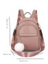 Letter Graphic Chevron Embossed Classic Backpack With Pompom Charm