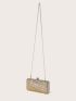 Rhinestone Decor Chain Box Bag