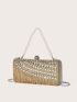 Rhinestone Decor Chain Box Bag