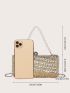 Rhinestone Decor Chain Box Bag