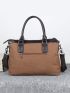 Men Patch Detail Briefcase
