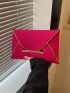 Neon Pink Geometric Embossed Metal Decor Flap Envelope Bag