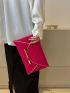 Neon Pink Geometric Embossed Metal Decor Flap Envelope Bag