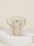 Mini Buckle Decor Flap Straw Bag