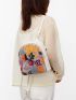 Mini Floral Pattern Straw Backpack