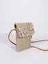 Mini Flower Decor Flap Straw Bag
