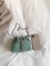 Mini Faux Pearl Decor Drawstring Design Chain Bucket Bag