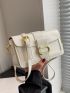 Mini Buckle Crossbody Bag White Flap Square Bag for Work & Office