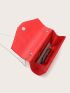 Neon Red Chevron Detail Flap Chain Envelope Bag