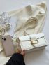 Mini Buckle Crossbody Bag White Flap Square Bag for Work & Office