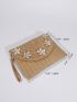 Flower Decor Flap Straw Bag
