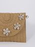 Flower Decor Flap Straw Bag