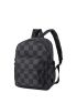 Checkered Pattern Functional Backpack With Bag Charm