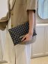 Geometric Pattern Contrast Binding Flap Clutch Bag