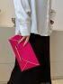 Neon Pink Envelope Bag Contrast Binding Metal Decor