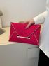 Neon Pink Envelope Bag Contrast Binding Metal Decor