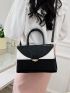 Two Tone Crocodile Embossed Flap Square Bag