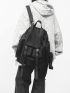 Solid Black Men's Backpacks Cool Streetwear Style Man Backpack Harajuku Large Capacity School Bag