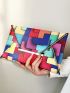 Geometric Pattern Contrast Binding Envelope Bag