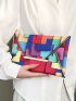 Geometric Pattern Contrast Binding Envelope Bag