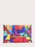Geometric Pattern Contrast Binding Envelope Bag