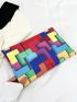 Geometric Pattern Contrast Binding Envelope Bag