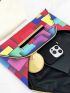 Geometric Pattern Contrast Binding Envelope Bag
