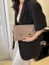 Stitch Detail Metal Decor Clutch Bag