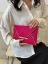Neon Pink Stitch Detail Metal Decor Square Bag