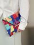 Geometric Pattern Flap Clutch Bag