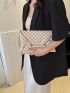 Geometric Pattern Metal Decor Flap Square Bag