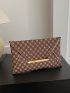 Geometric Pattern Metal Decor Clutch Bag