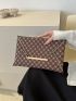 Geometric Pattern Metal Decor Clutch Bag