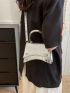 Mini Metallic Crocodile Embossed Flap Square Bag