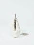 Satin Flower Decor Square Bag Faux Pearl Decor Evening Bag
